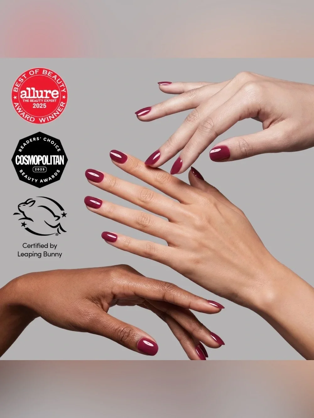 Glamnetic Short Round Berry Maroon Glue On Nails